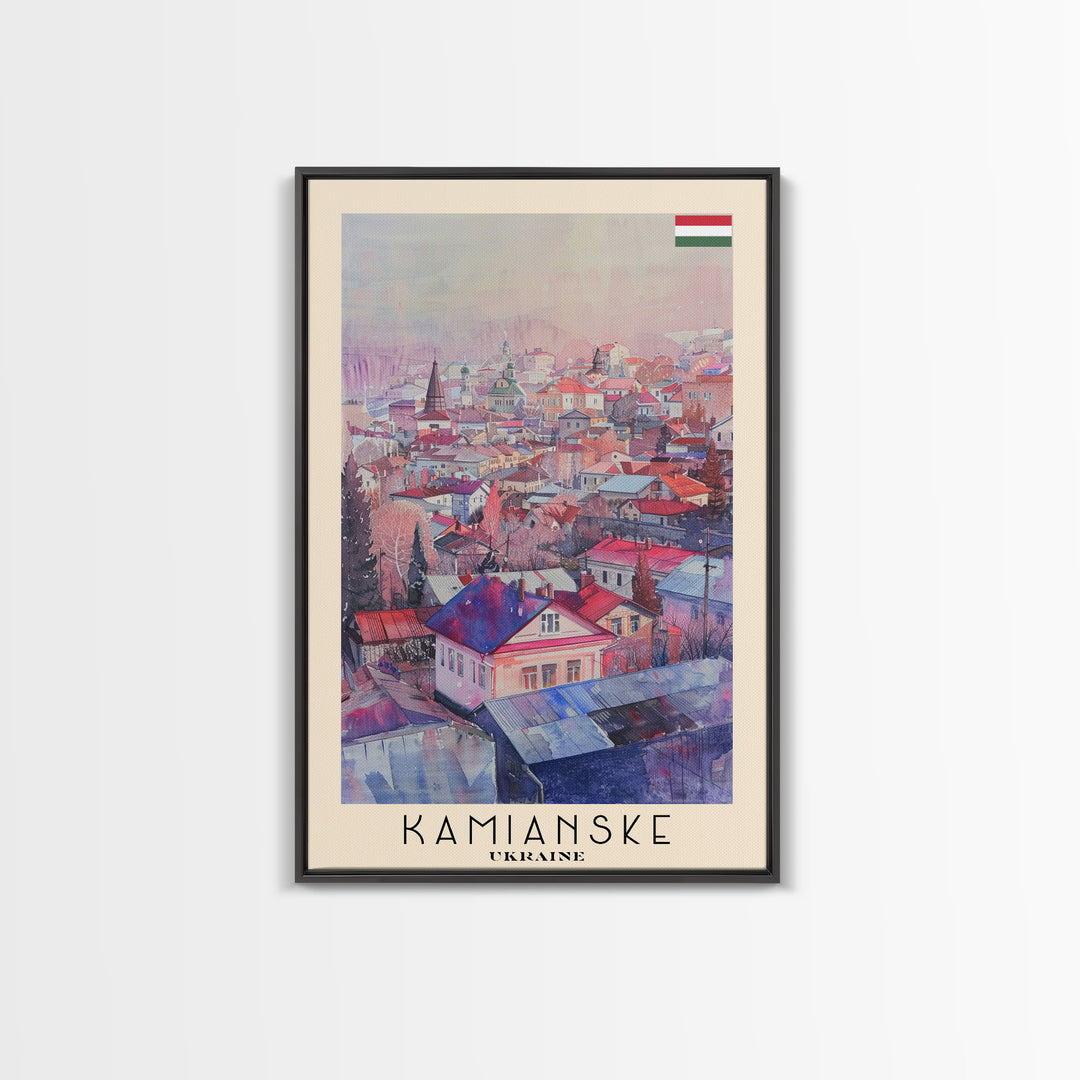Kamianske Ukraine Scenic View, Framed Canvas Print, Travel Poster, Wall Art, Living Room Decor, Cityscape Art, Modern Home Decoration, Ukrainian City