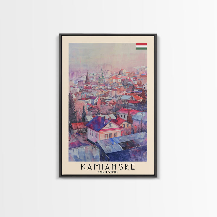 Kamianske Ukraine Scenic View, Framed Canvas Print, Travel Poster, Wall Art, Living Room Decor, Cityscape Art, Modern Home Decoration, Ukrainian City