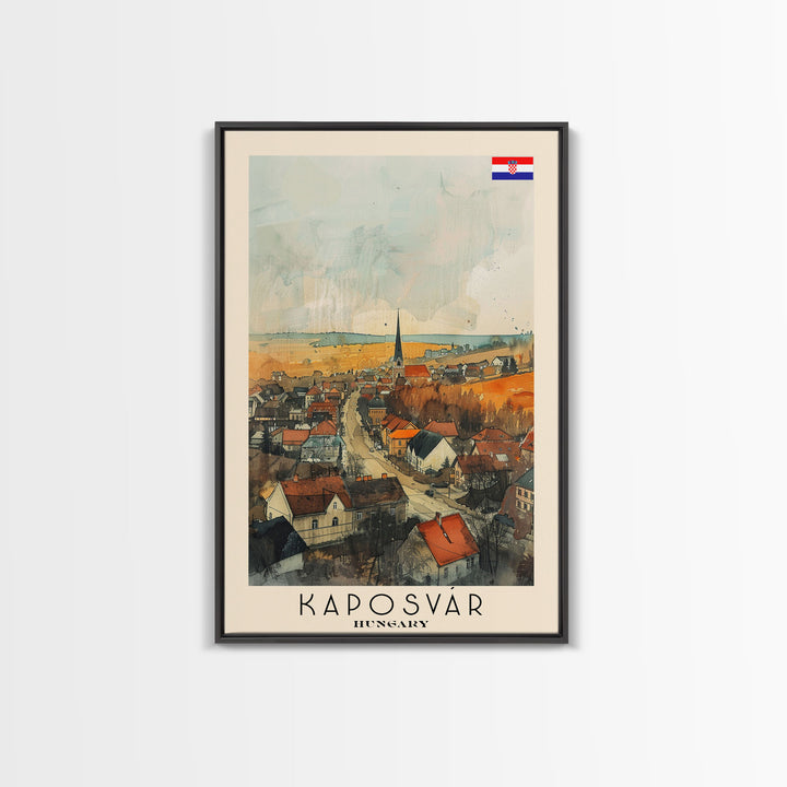 Kaposvar Hungary Urban Landscape, Framed Canvas Print, Travel Poster, Wall Art, Home Decoration, Cityscape Decor, Living Room Art, Hungarian City