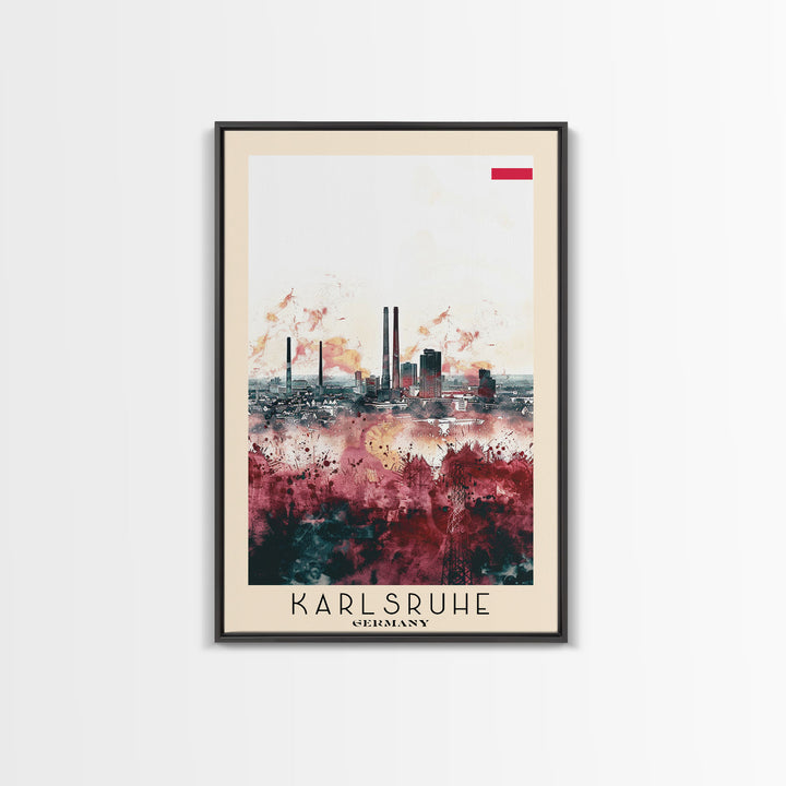 Karlsruhe Germany Urban Landscape, Framed Canvas Print, Travel Poster, Wall Art, Office Decor, Cityscape Art, Modern Home Decoration, German City