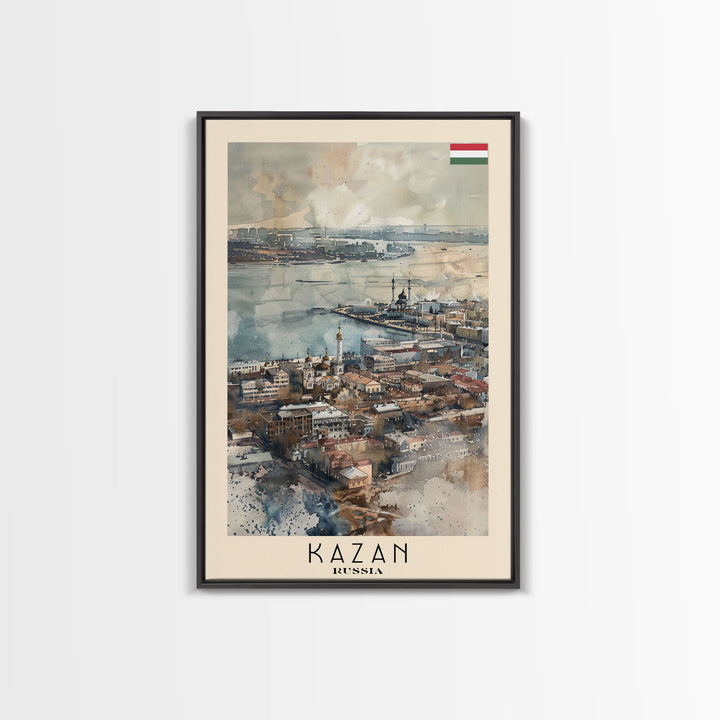Kazan Russia Scenic View, Framed Canvas Print, Travel Poster, Wall Art, Living Room Decor, Cityscape Art, Modern Home Decoration, Russian City