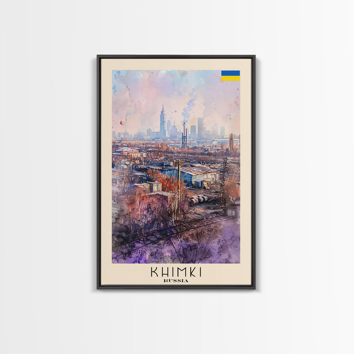 Khimki Russia Scenic Landscape, Framed Canvas Print, Travel Poster, Wall Art, Home Decor, Living Room Decoration, Russian City Art