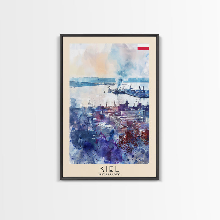 Kiel Germany Harbor View, Framed Canvas Print, Travel Poster, Wall Art, Home Decor, Living Room Decoration, German Cityscape Art