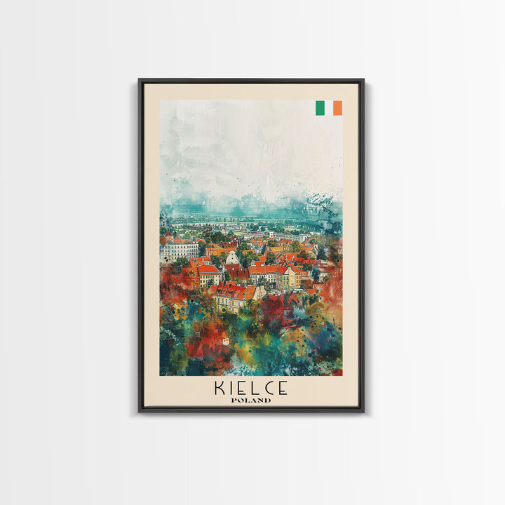 Kielce Poland Historic Cityscape, Framed Canvas Print, Travel Poster, Wall Art, Home Decor, Living Room Decoration, Polish Urban Art