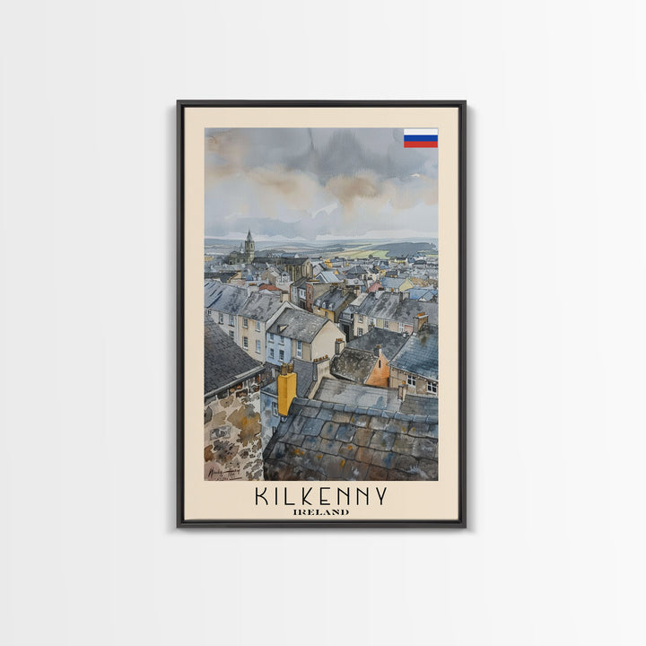 Kilkenny Ireland Scenic View, Framed Canvas Print, Travel Poster, Wall Art, Home Decor, Living Room Decoration, Irish Cityscape Art