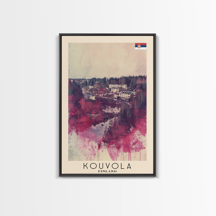 Kouvola Finland Scenic Winter View, Framed Canvas Print, Travel Poster, Wall Art, Bathroom Decor, Finnish Urban Landscape, Scenic Winter Painting