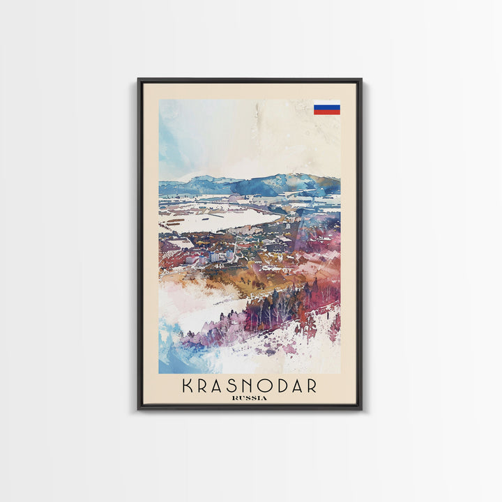 Krasnodar Russia Travel Poster Framed Canvas Print, Abstract Landscape Art, Wall Decor, Home Decoration, Travel Print, Artistic Gift