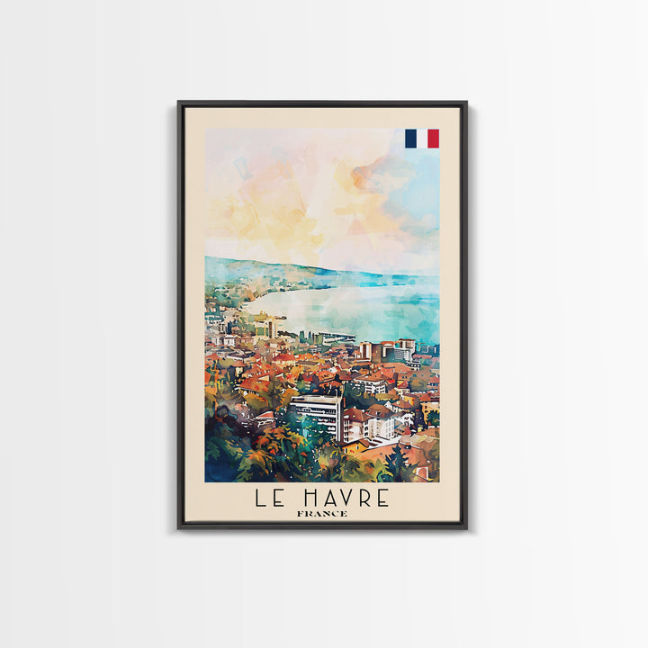 Lausanne Switzerland Travel Poster Framed Canvas Print, Scenic Landscape Art, Wall Decor, Home Decoration, Travel Print, Original Painting