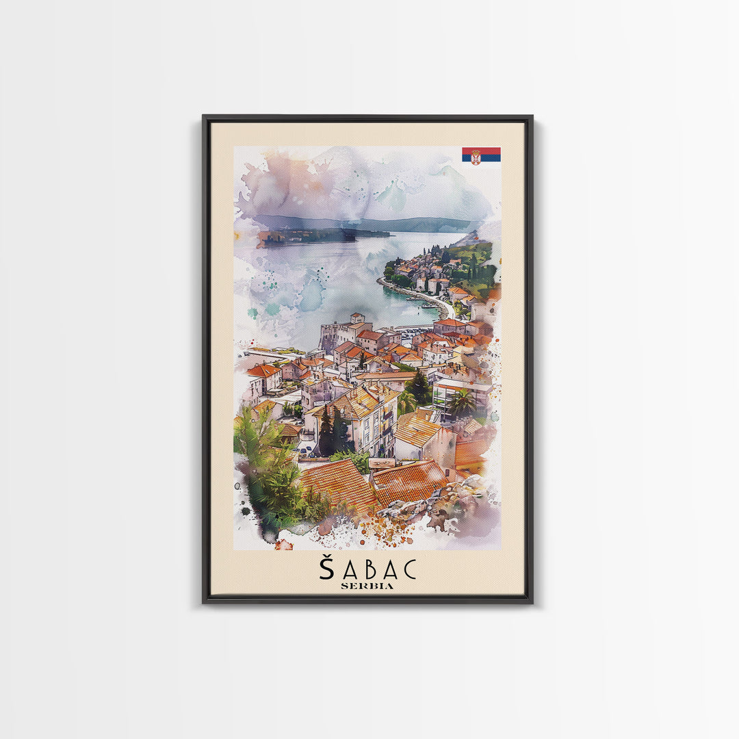 Picturesque Acharnes Greece Coastal Village, Framed Canvas Print, Living Room Art, Mediterranean Style, Home Decoration
