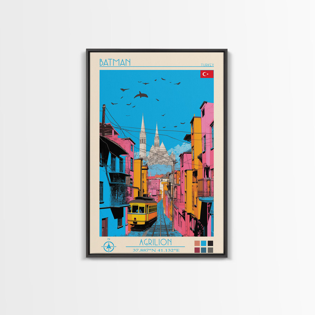 Batman Turkey Sign Batman Turkey Travel Poster Framed Canvas Print, Midcentury Modern Art ...