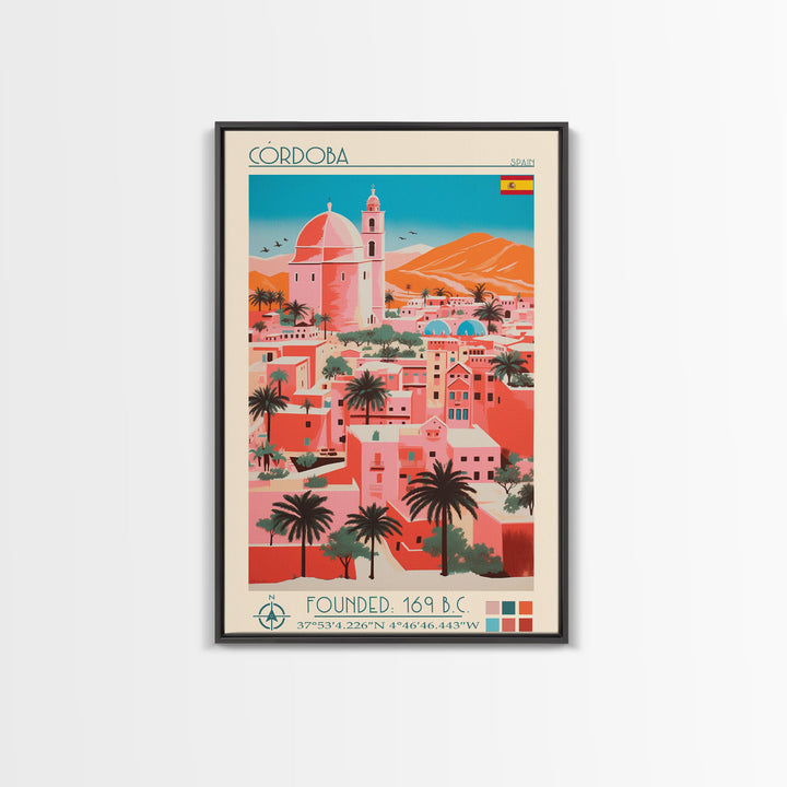 Cordoba Spain Travel Poster Framed Canvas Print, Vintage Style, Pop Art Home Decor, Scenic Wall Art, Living Room Decoration, Artistic Gift