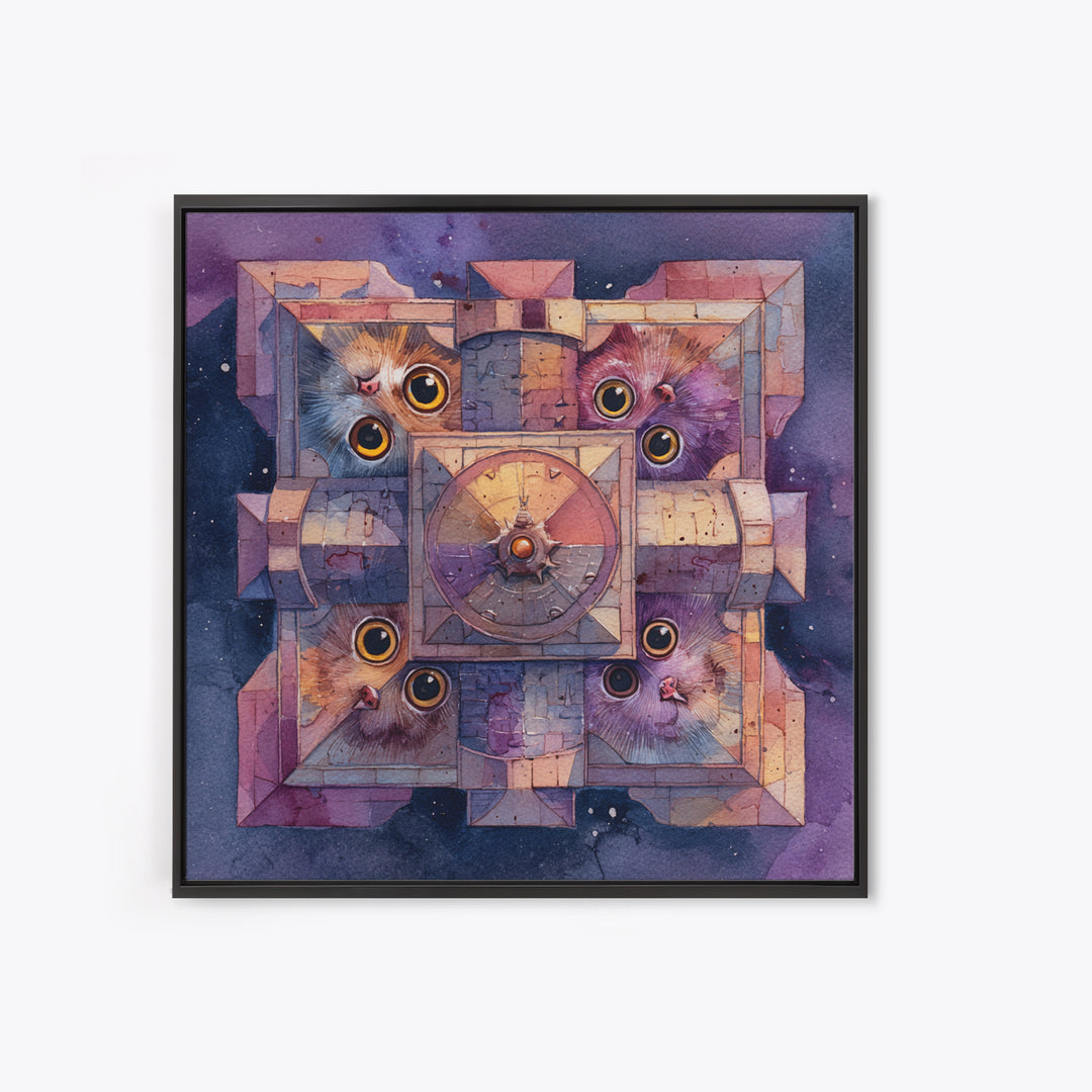 Dragon Soaring Above Jagged Mountain Peaks Framed Canvas Print, Fantasy Art, Acrylic Painting, Living Room Decor, Mythic, FAN-1x1-1