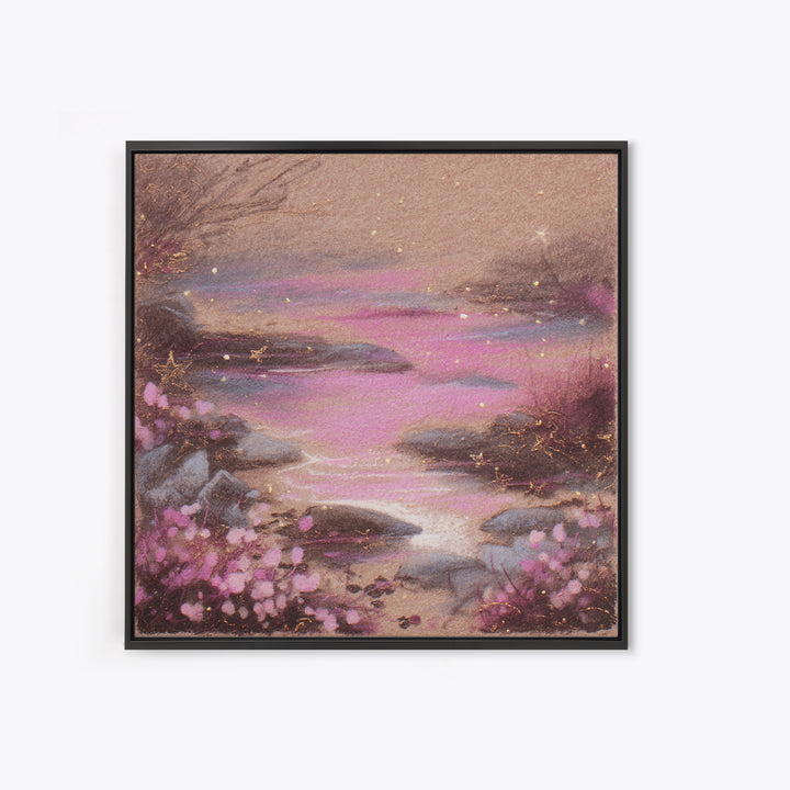 Mermaid Lagoon with Bioluminescent Water Framed Canvas Print, Fantasy Art, Gallery Decor, Living Room Decor, Fine Art, Mythic, FAN-1x1-32