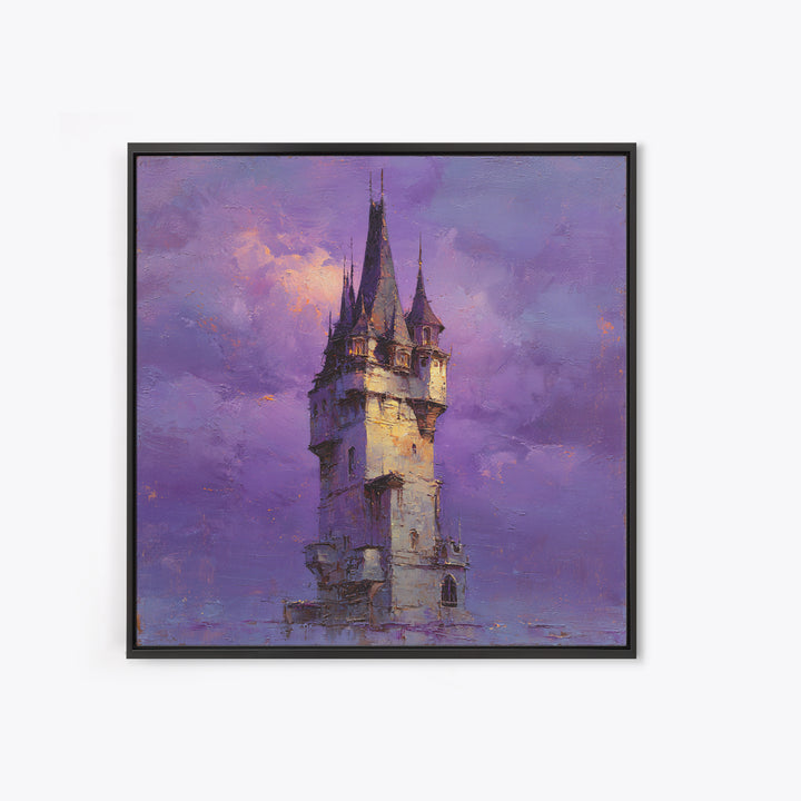 Armored Knight Facing a Glowing Portal Framed Canvas Print, Fantasy Art, Digital Print, Living Room Decor, Fine Art, Mythic, FAN-1x1-7