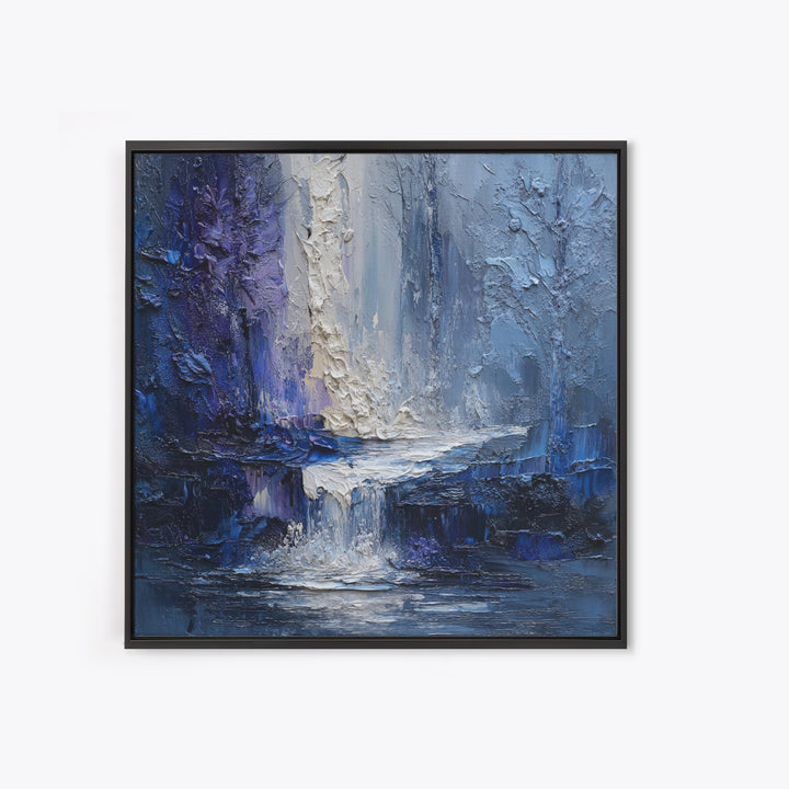 Crystal Cave with Luminous Blue Reflections Framed Canvas Print, Fantasy Art, Gallery Decor, Living Room Decor, Mythic, FAN-1x1-78