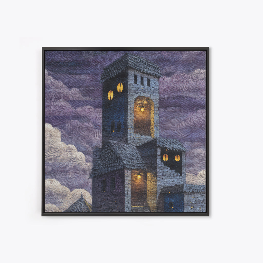 Armored Knight Facing a Glowing Portal Framed Canvas Print, Fantasy Art, Fine Art Print, Living Room Decor, Oil Painting, FAN-1x1-79