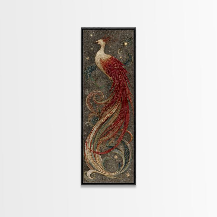 Phoenix Rising in Gold and Crimson Flames Canvas Print, Fantasy Art, Room Decor, Living Room Decor, Fine Art, Mythic, FAN-1x3-17