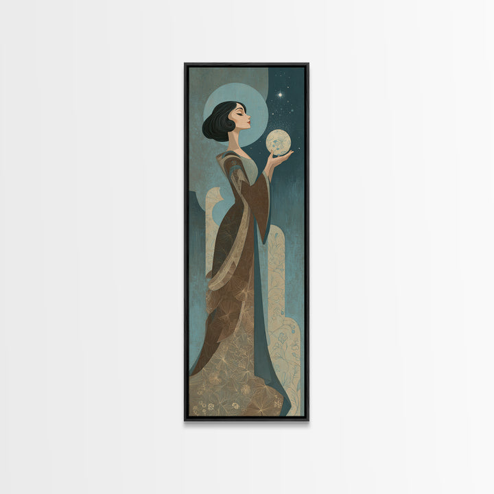 Elven Queen Portrait Canvas Print, Fantasy Art, Fantasy Art Print, Living Room Decor, Fine Art, Mythic, Textured Painting, FAN-1x3-38