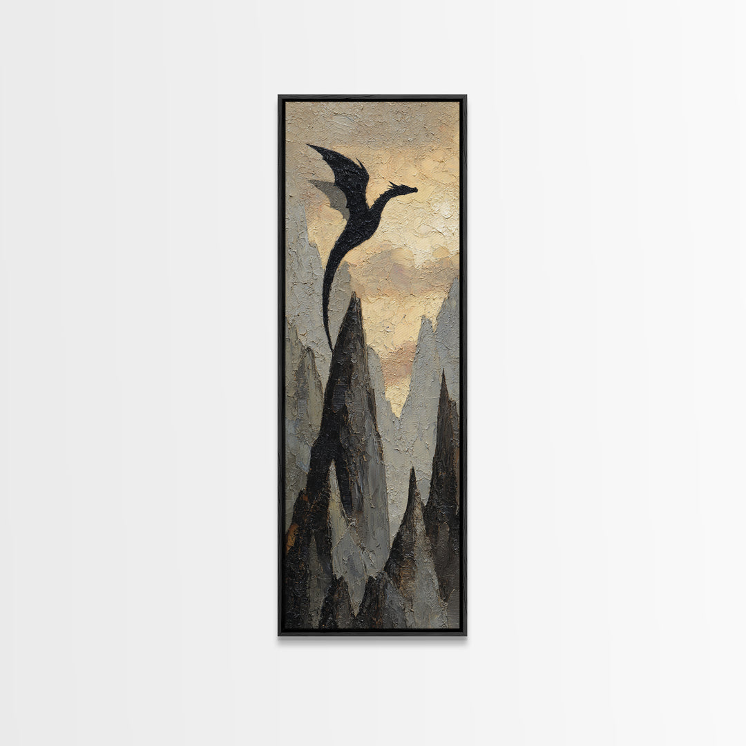 Wizard Tower under a Violet Storm Sky Framed Canvas Print, Fantasy Art, Fantasy, Living Room Decor, Fine Art, Mythic, FAN-1x3-64