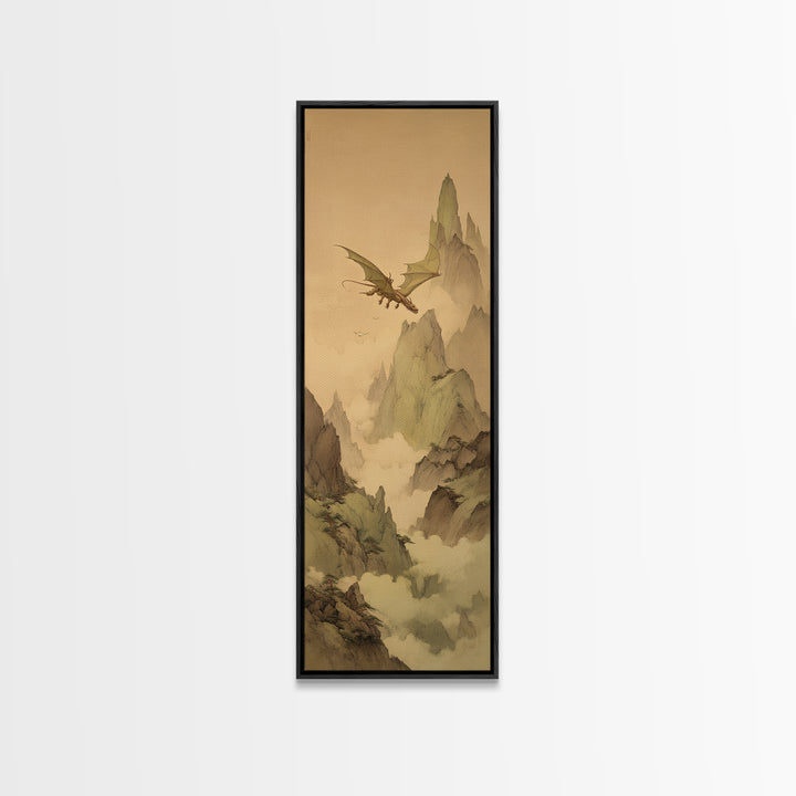 Griffin Perched on a Castle Wall Framed Canvas Print, Fantasy Art, Fantasy Home Decor, Living Room Decor, Fine Art, Mythic, FAN-1x3-70