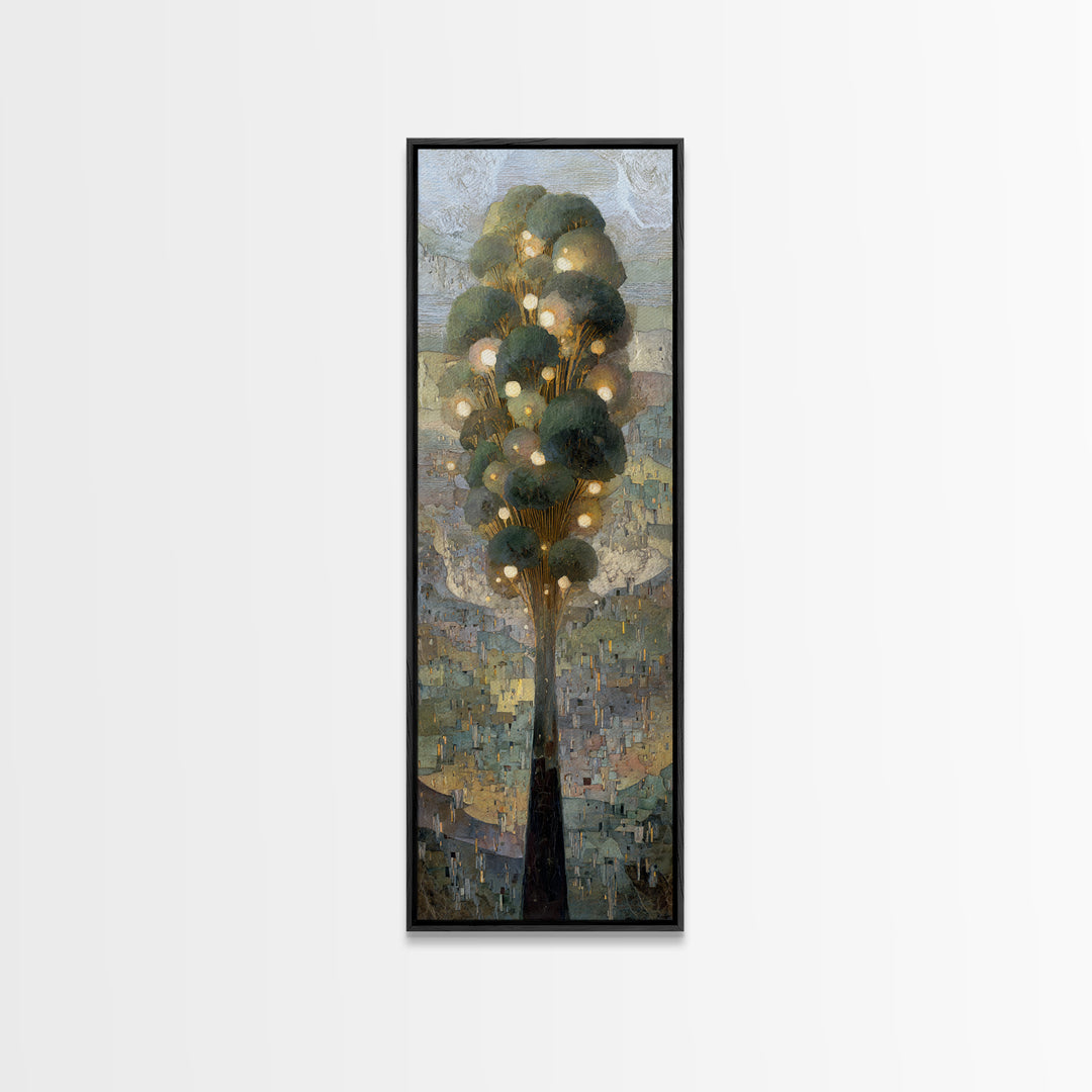 Crystal Cave with Luminous Blue Reflections Canvas Print, Fantasy Art, Art Print, Living Room Decor, Oil Painting, Mythic, FAN-1x3-90