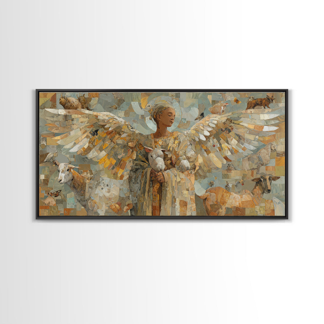 Phoenix Rising in Gold and Crimson Flames Framed Canvas Print, Fantasy Art, Home Decor, Living Room Decor, Fine Art, Mythic, FAN-2x1-1