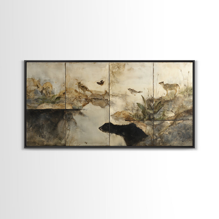 Celestial Dragon Wrapped Around a Moon Framed Canvas Print, Fantasy Art, Art Print, Living Room Decor, Fine Art, Mythic, FAN-2x1-10