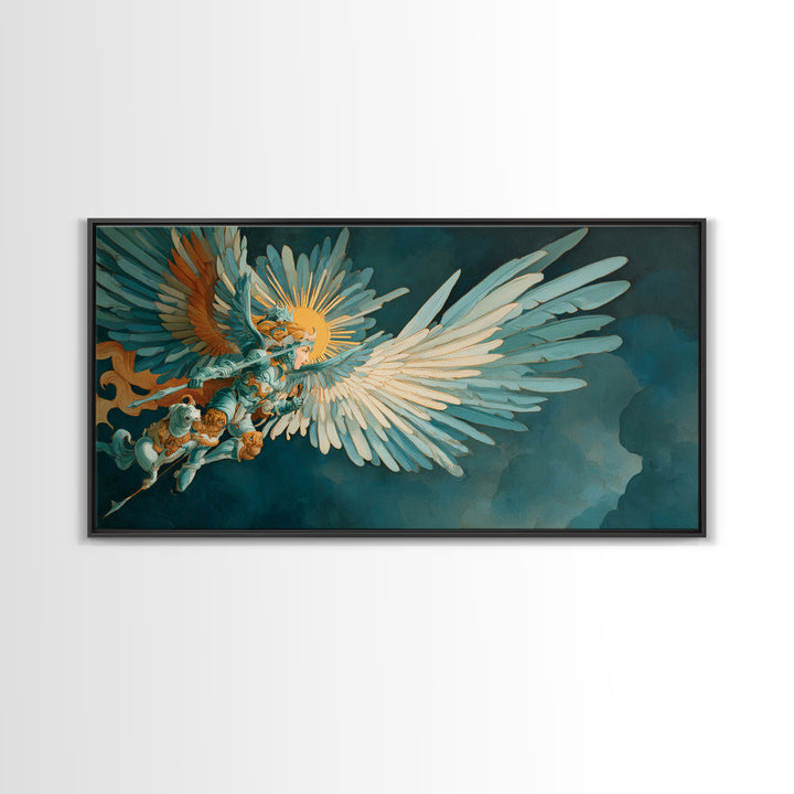 Sorceress Holding a Sphere of Starlight Framed Canvas Print, Fantasy Art, Minimalist Decor, Living Room Decor, Fine Art, Mythic, FAN-2x1-37