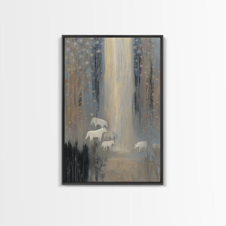 Faerie Market under Giant Mushrooms Framed Canvas Print, Fantasy Art, Wall Art, Living Room Decor, Abstract Art, Mythic, FAN-2x3-47