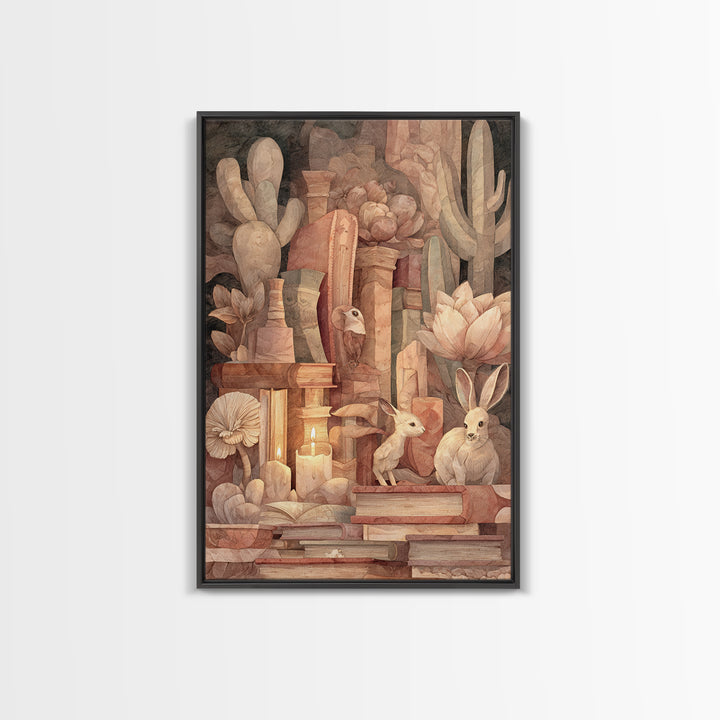 Mermaid Lagoon with Bioluminescent Water Framed Canvas Print, Fantasy Art, Room Decor, Living Room Decor, Fine Art, Mythic, FAN-2x3-64
