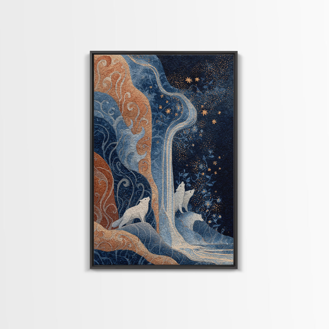 Giant Tree City Filled Framed Canvas Print, Fantasy Art, Whimsical Art, Living Room Decor, Watercolor Art, Mythic, FAN-2x3-89