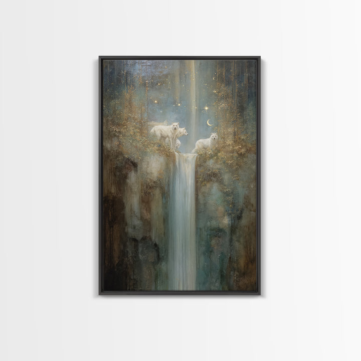 Faerie Market under Giant Mushrooms Canvas Print, Fantasy Art, Landscape, Living Room Decor, Oil Painting, Mythic, FAN-2x3-95