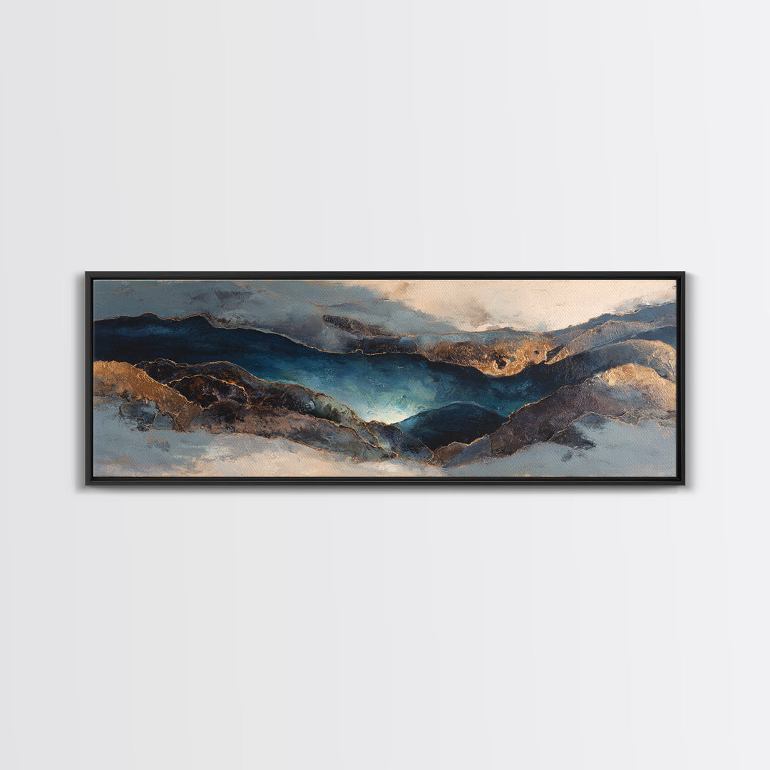 Dwarven Forge with Molten Gold Glow Framed Canvas Print, Fantasy Art, Home Decor, Living Room Decor, Fine Art, Mythic, FAN-3x1-10