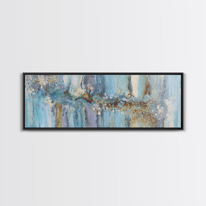 Mythic Waterfall Guarded by White Wolves Canvas Print, Fantasy Art, Living Room Decor, Fine Art, Mythic, Neutral Decor, FAN-3x1-16