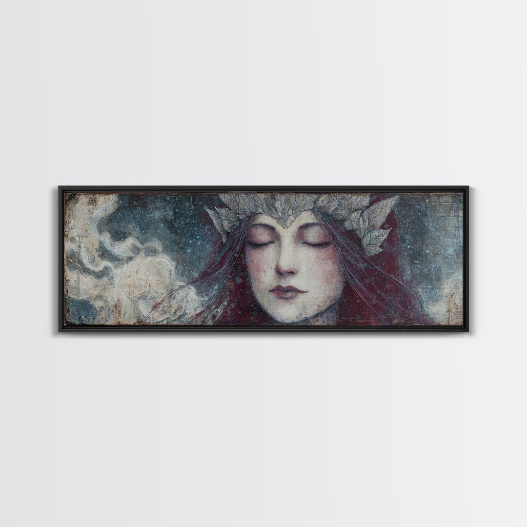 Angelic Warrior with Radiant Wings Framed Canvas Print, Fantasy Art, Room Decor, Living Room Decor, Fine Art, Mythic, FAN-3x1-63