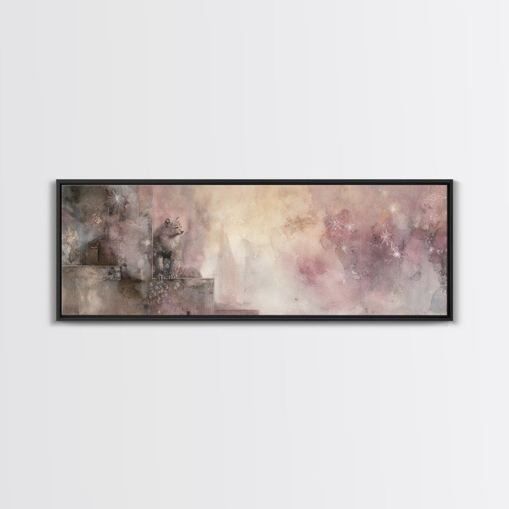Armored Knight Facing a Glowing Portal Canvas Print, Fantasy Art, Art Nouveau, Living Room Decor, Mythic, Fantasy Wall Art, FAN-3x1-71