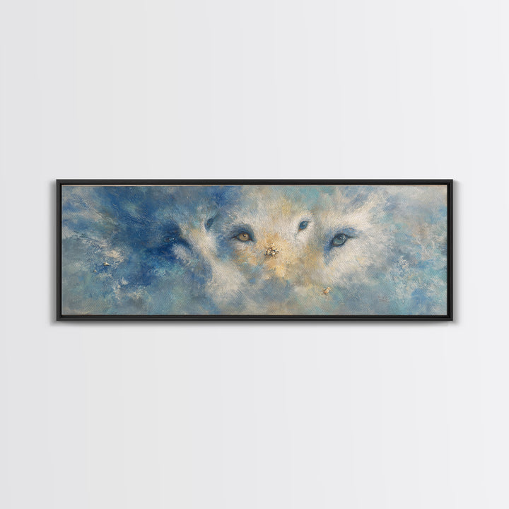 Forest Spirit with Antlers and Glowing Eyes Canvas Print, Fantasy Art, Home Decor, Living Room Decor, Oil Painting, Mythic, FAN-3x1-76