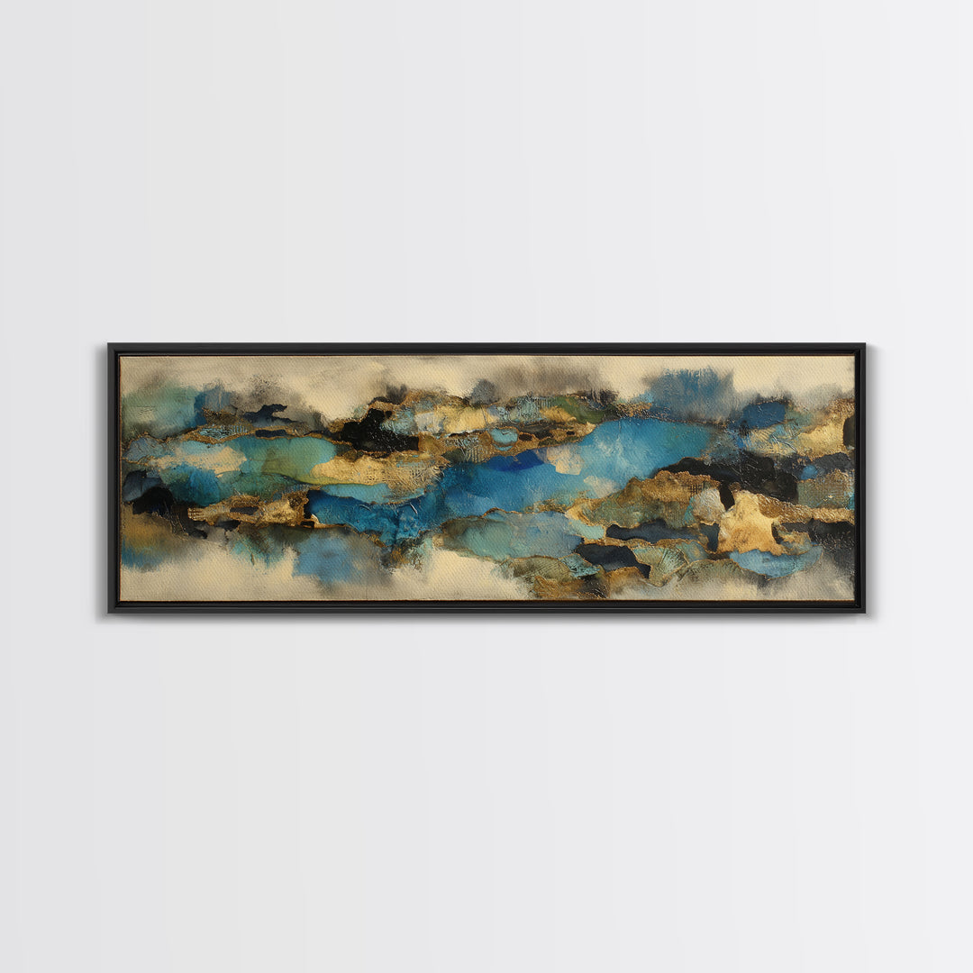 Dwarven Forge with Molten Gold Glow Framed Canvas Print, Fantasy Art, Boho Wall Art, Living Room Decor, Fine Art, Mythic, FAN-3x1-82