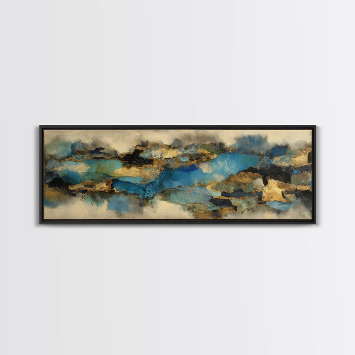 Dwarven Forge with Molten Gold Glow Framed Canvas Print, Fantasy Art, Boho Wall Art, Living Room Decor, Fine Art, Mythic, FAN-3x1-82