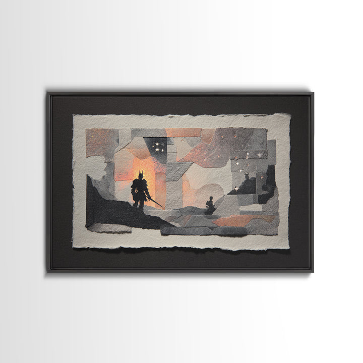 Griffin Perched on a Castle Wall Framed Canvas Print, Fantasy Art, Art Prints, Living Room Decor, Mythic, Fantasy Art Prints, FAN-3x2-14