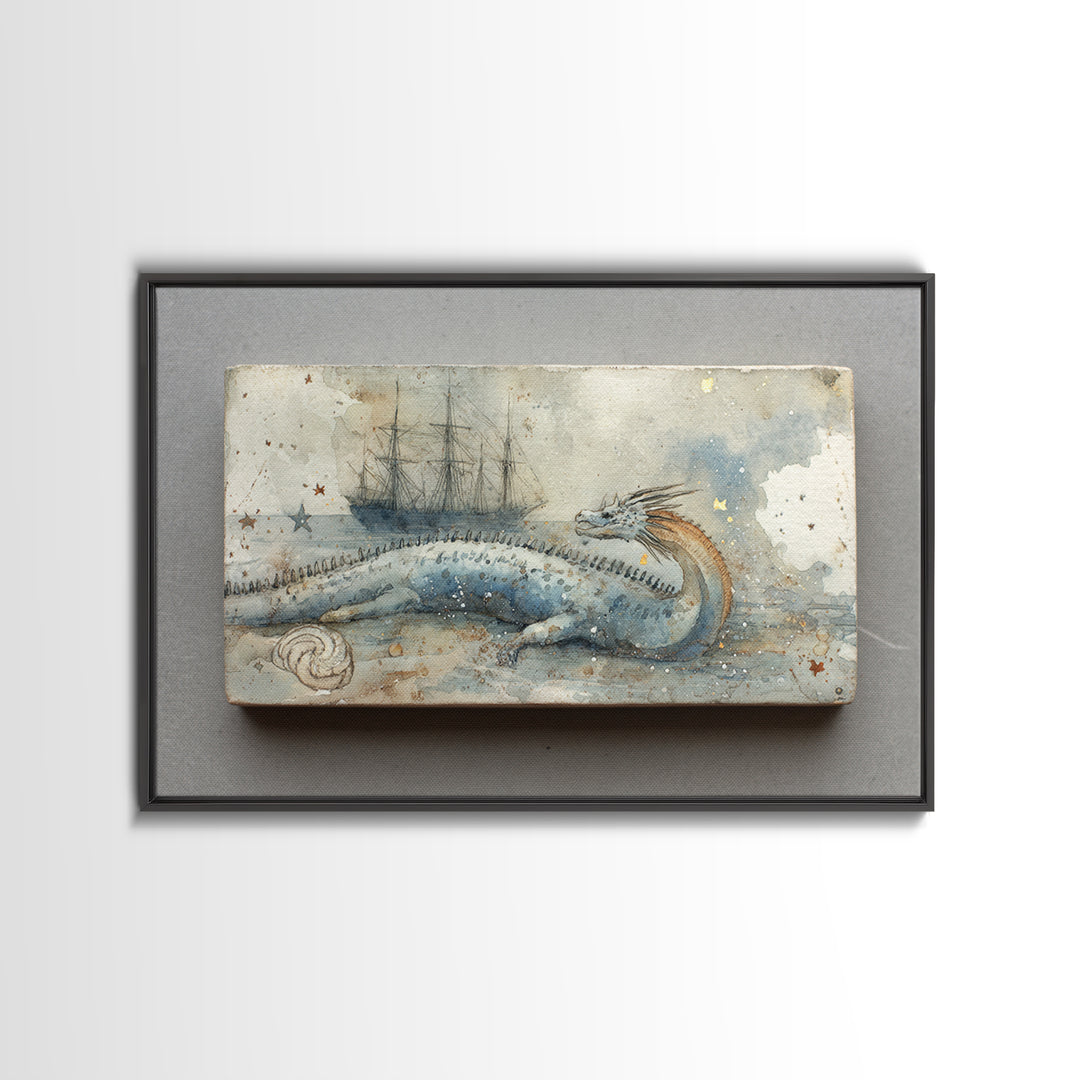 Ancient Map Landscape Framed Canvas Print, Fantasy Art, Final Fantasy Art, Living Room Decor, Watercolor Art, Mythic, FAN-3x2-41