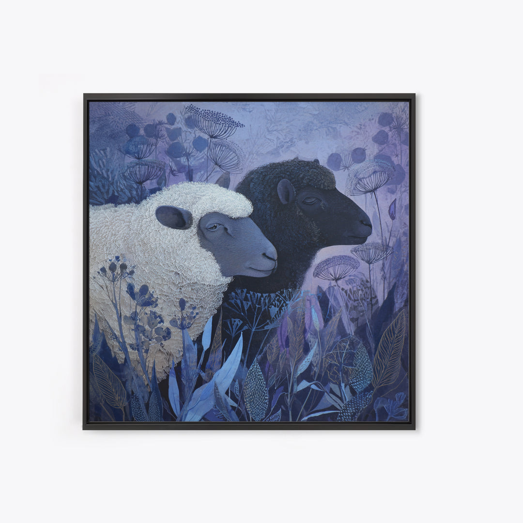 Black and White Sheep Framed Canvas Print, Farmhouse Art, Printable Wall Art, Farmhouse Decor, Harvest, Black Wall Art, FAR-1x1-8