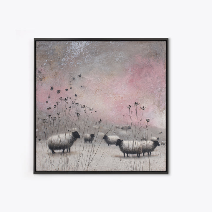 Farmhouse Wreath of Cotton Stems and Eucalyptus Canvas Print, Farmhouse Art, Landscape Art, Farmhouse Decor, Fine Art, Harvest, FAR-1x1-92