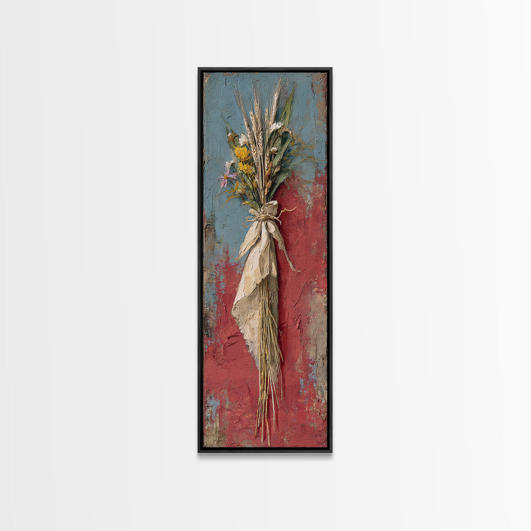 Wheat Bundle Tied Canvas Print, Farmhouse Art, Botanical Prints, Farmhouse Decor, Fine Art, Harvest, Statement Artwork, FAR-1x3-22