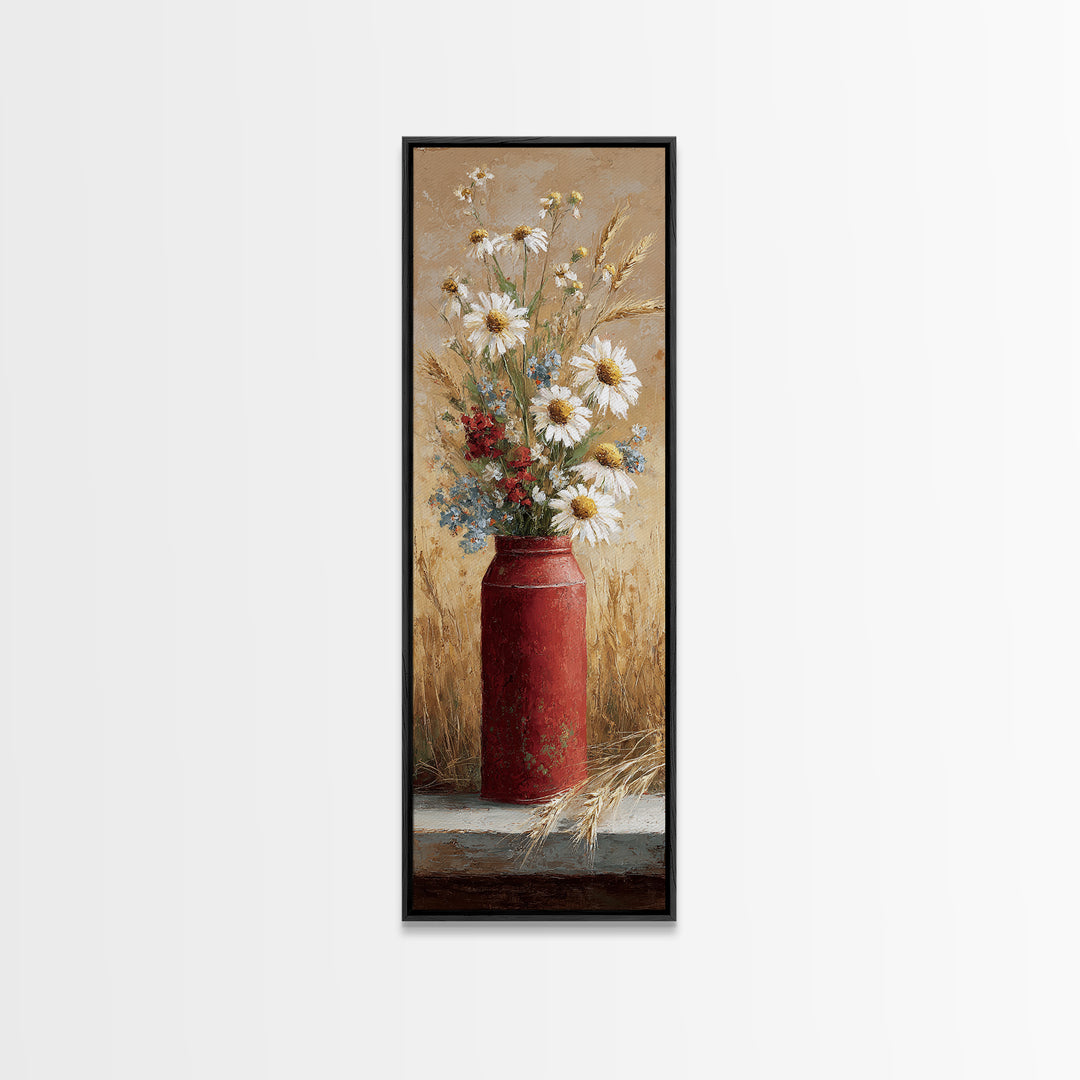 Old Milk Can Framed Canvas Print, Farmhouse Art, Art Print, Farmhouse Decor, Fine Art, Harvest, Digital Art, Printable Wall Art, FAR-1x3-24