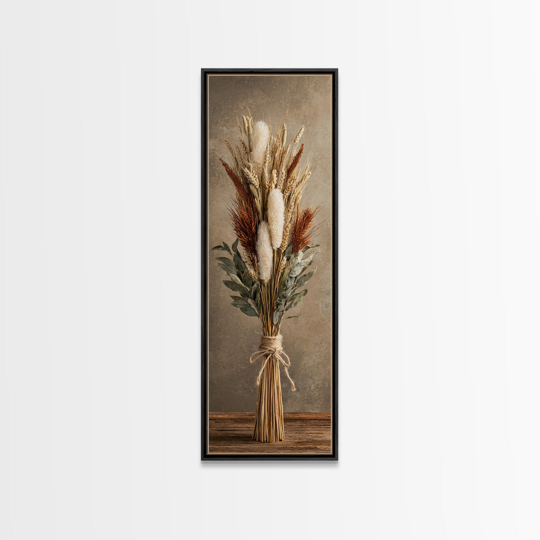 Wheat Bundle Tied Framed Canvas Print, Farmhouse Art, Landscape Art, Farmhouse Decor, Fine Art, Harvest, Textured Painting, FAR-1x3-46