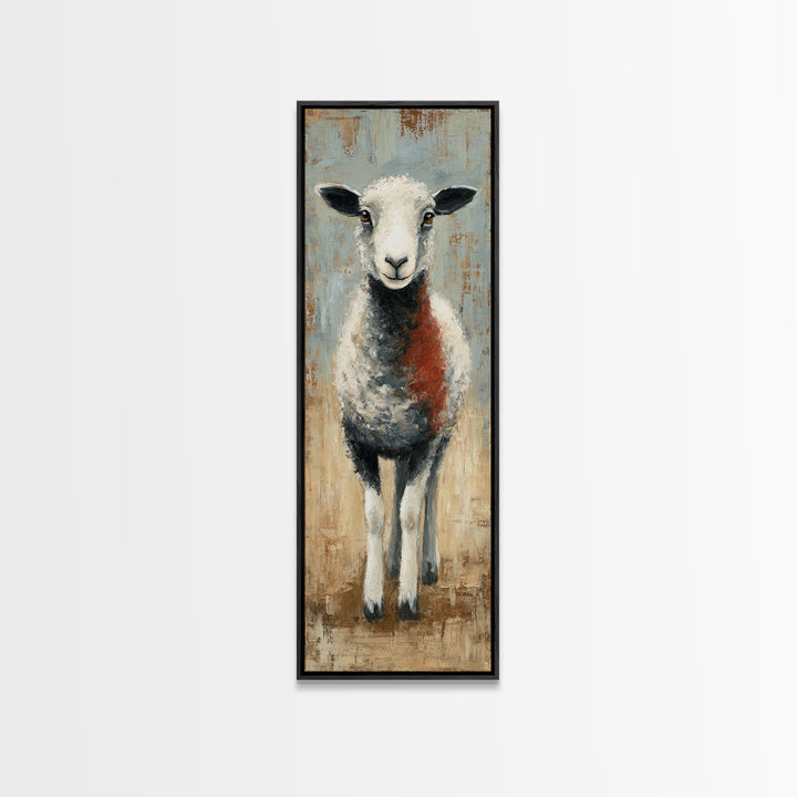 Black and White Sheep Canvas Print, Farmhouse Art, Digital Print, Farmhouse Decor, Fine Art, Harvest, Floral Wall Art, FAR-1x3-68