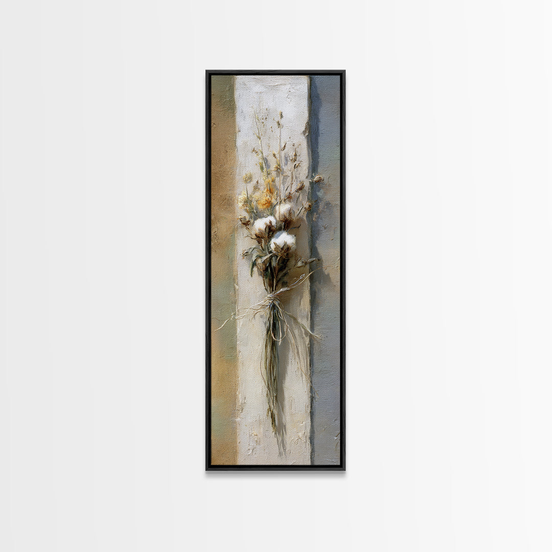Wheat Bundle Tied Framed Canvas Print, Farmhouse Art, Landscape Art, Farmhouse Decor, Fine Art, Harvest, Textured Painting, FAR-1x3-70