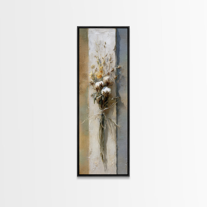 Wheat Bundle Tied Framed Canvas Print, Farmhouse Art, Landscape Art, Farmhouse Decor, Fine Art, Harvest, Textured Painting, FAR-1x3-70