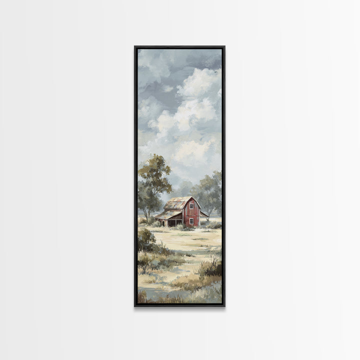Rustic Barn in Golden Field Light Canvas Print, Farmhouse Art, Luxury Decor, Farmhouse Decor, Fine Art, Harvest, Art Prints, FAR-1x3-86